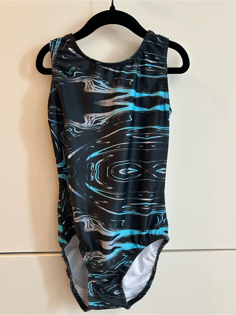Dancina Kids Black & Teal Swirl Dance or Gymnastics Leotard - Size 10